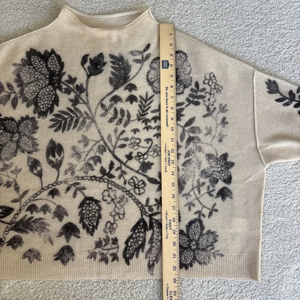 Anthropologie The Alani Cashmere‎ Pilcro Mock-neck Sweater Beige Floral Large - Picture 12 of 16